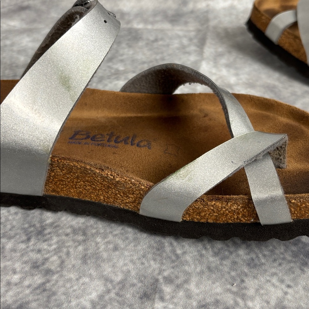 Betula By Birkenstock Mayari Soft Footbed One Toe Sandal Silver Women's Size 7 - Picture 9 of 12
